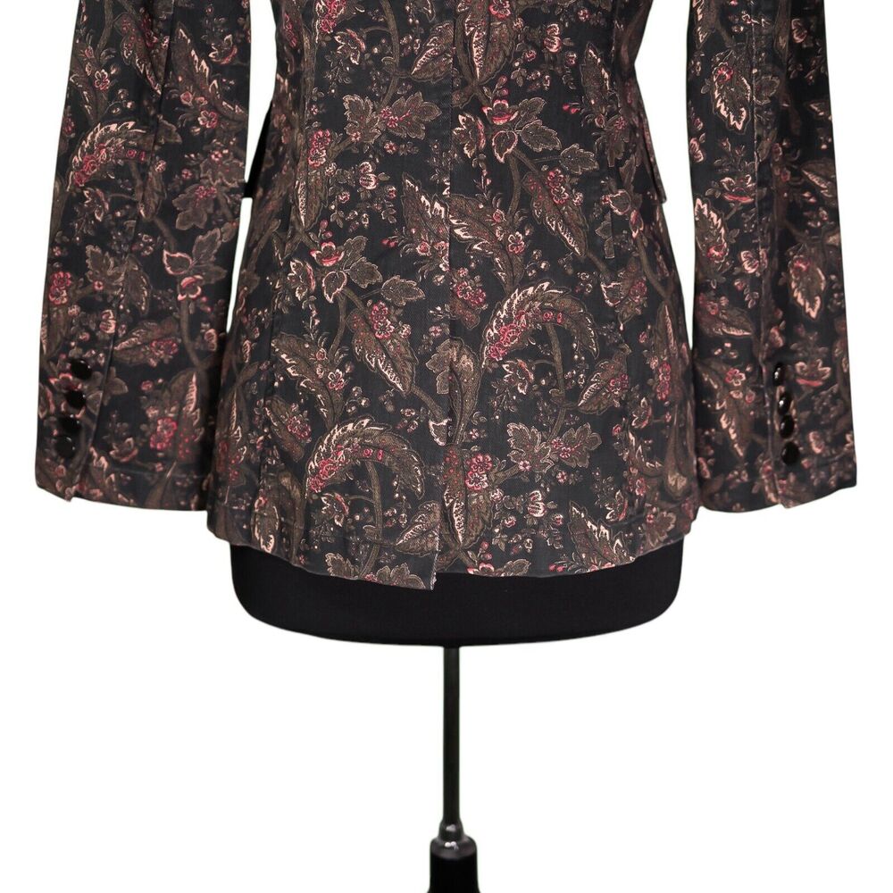 Sam Edelman Women's Margot Blazer Floral Denim One Button Work Suit Jacket S - Picture 8 of 9